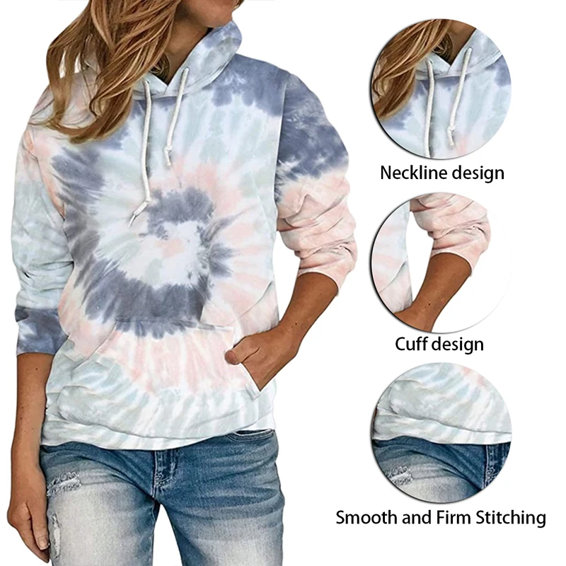 

Oversized Hoodies For Women Fashion Tie Dye Printed Sweatshirt Loose Long Sleeve Streetwear Female Hoodie Autumn Clothes