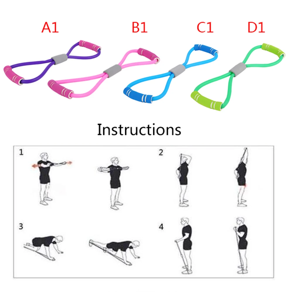

2pcs Yoga Gym Fitness Resistance 8 Word Chest Expander Rubber Tubing Pull Rope Workout Muscle Elastic Bands Sports Tool