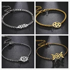 Teamer, нержавеющая сталь, браслет для женщин, богиня Подвески в виде пентаграммы луна Ювелирные изделия Wicca волшебный кулон с пентаграммой ведьма амулет подарки браслеты на руку женкие браслет женский