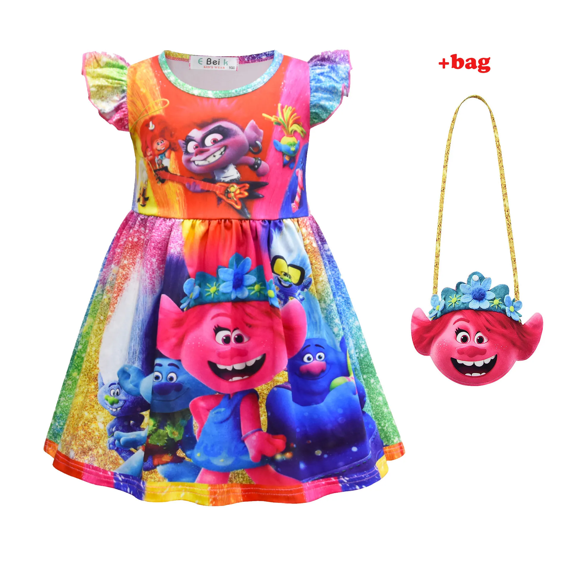 Детские костюмы для девочек платье + сумка костюм тролля Маскарадное на Хэллоуин