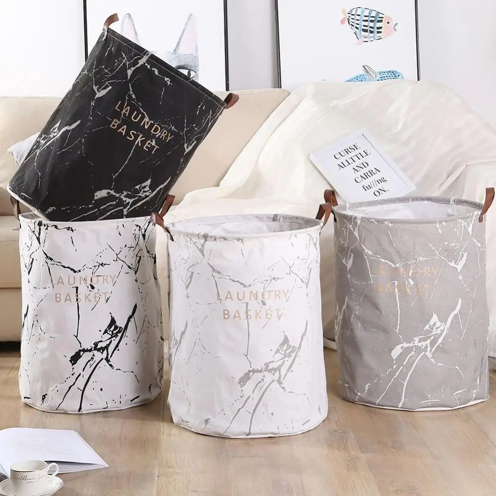 

60% Hot Sales!!! Marble Grain Bedroom Clothes Storage Bag Container Folding Laundry Basket Bucket