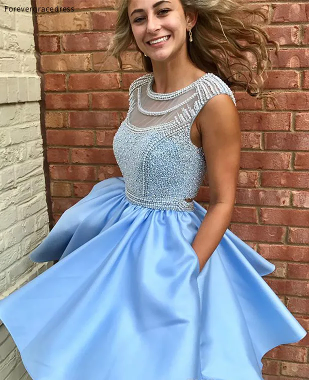 Недорогое коктейльное платье с бусинами ТРАПЕЦИЕВИДНОЕ короткое мини для