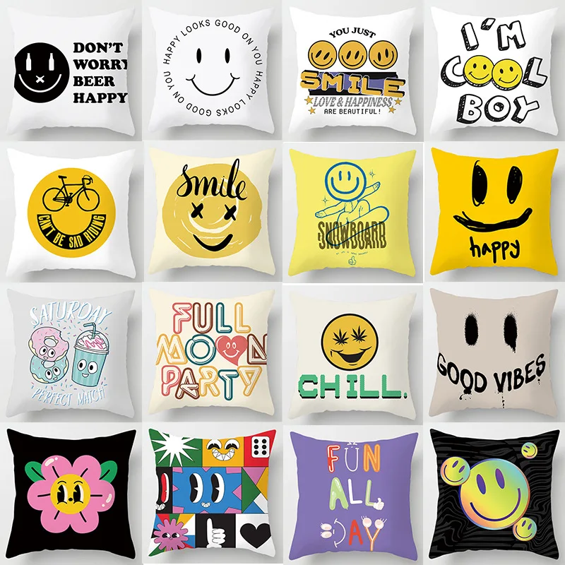 

45*45cm Funny expression fashion element Cushion Cover Festival home decoration home decor Car seat Sofa Living Room pillowcase