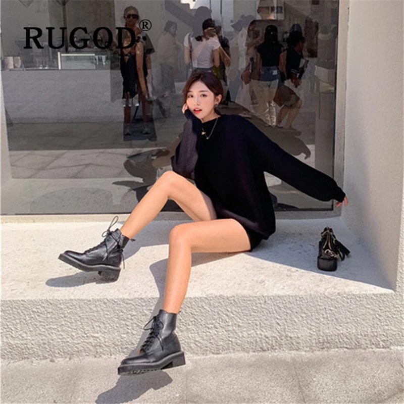 RUGOD элегантный женский свитер с открытыми плечами 2019 модный однотонный теплый