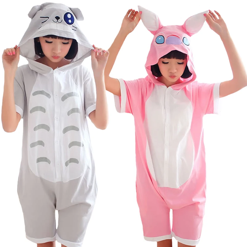 

Adults Pajamas Summer Women Sleepwear Spring Cute Tiger Totoro Cartoon Animal Pajamas Sets Kid Pijamas Boys Girls Hooded Pyjamas