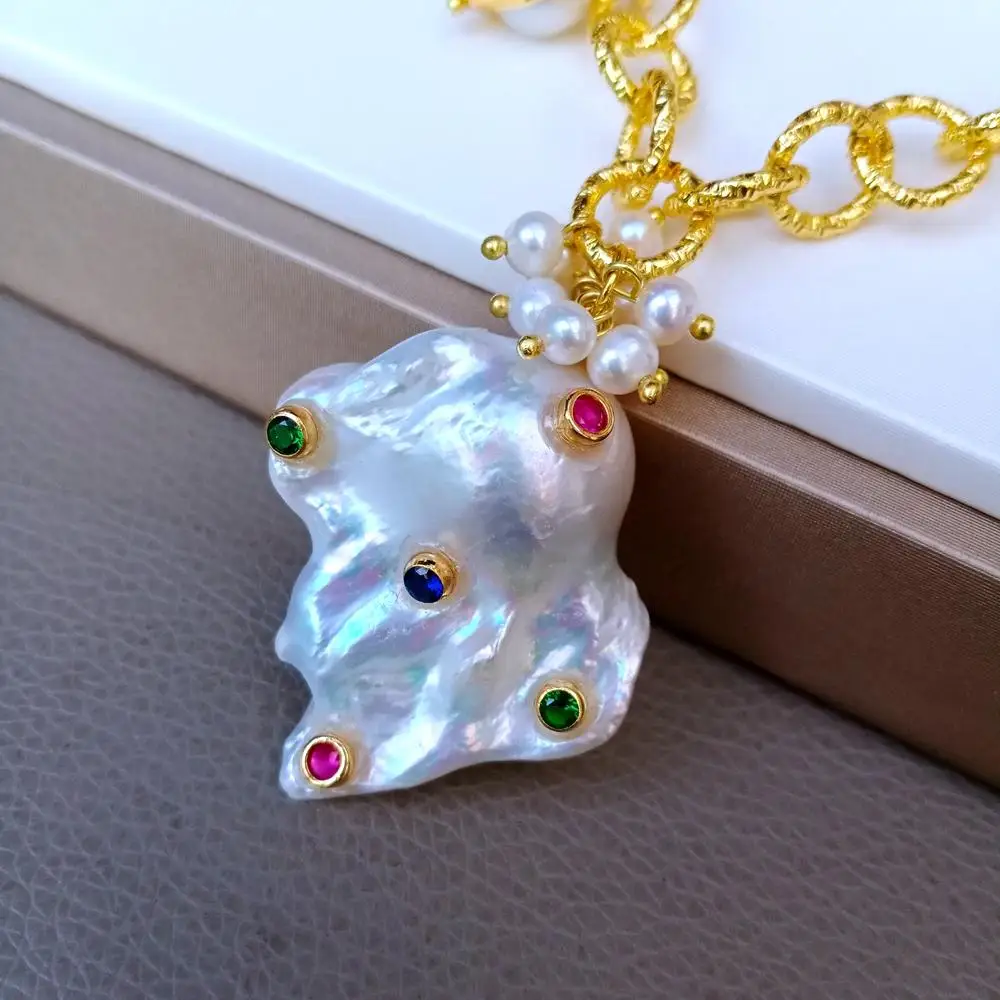 Цепочка с кулоном из пресноводного жемчуга 18 дюймов 2 нити | Украшения и