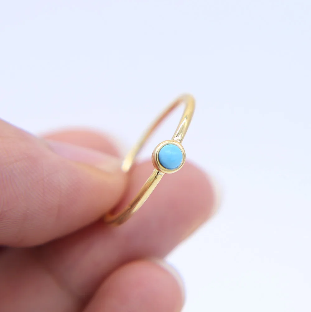 2020 Высококачественные золотые бирюзовые тонкие геометрические медные кольца на