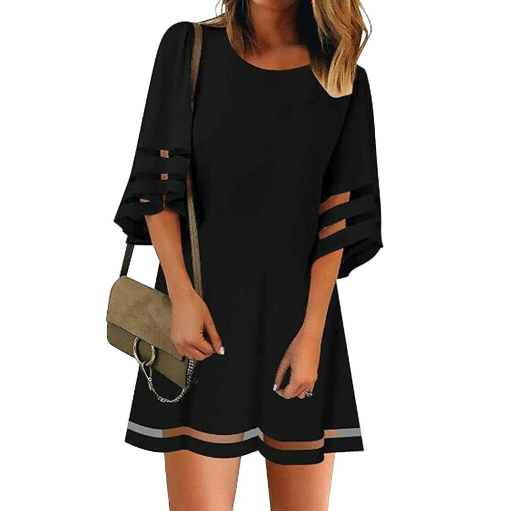 Свободное повседневное модное женское платье трапециевидной формы с