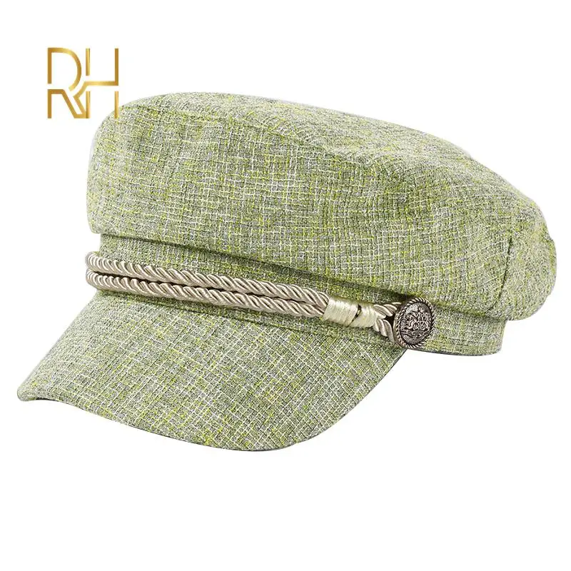 Кепка газетчика для женщин хлопково Льняная восьмиугольная шапка берет в