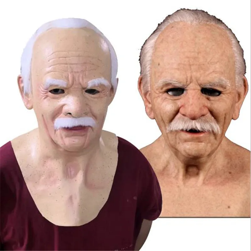 

Old Man Funny Face Mask Coslpy Halloween Full Head Latex Mask Funny Masks Supersoft Old Man Adult Mask Creepy Party Real Masks