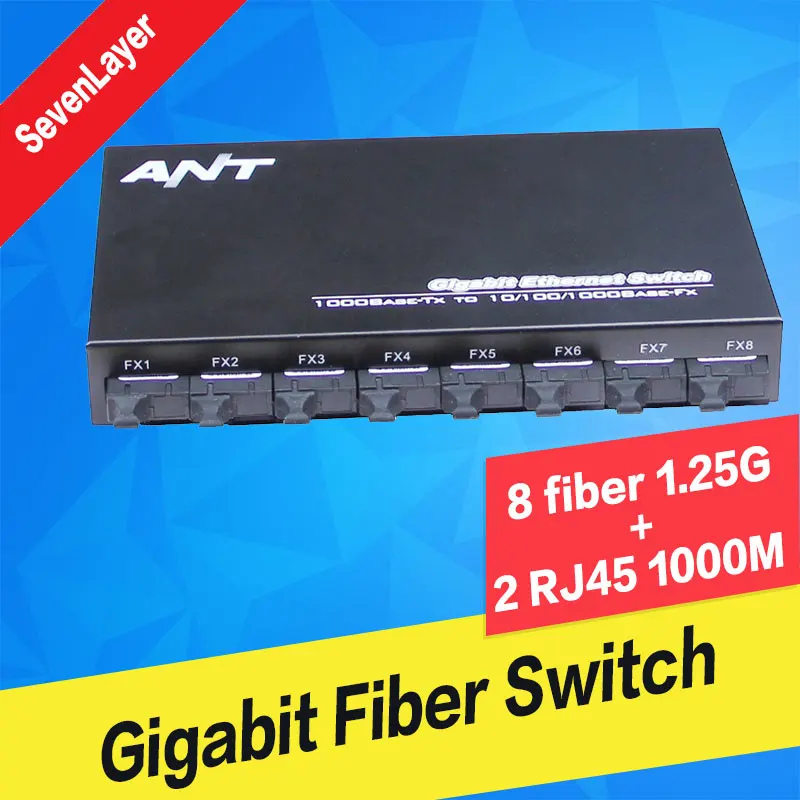 Волоконно-оптический коммутатор 8 SC 2 1000M RJ45 промышленный гигабитный Ethernet коммутатор медиаконвертер