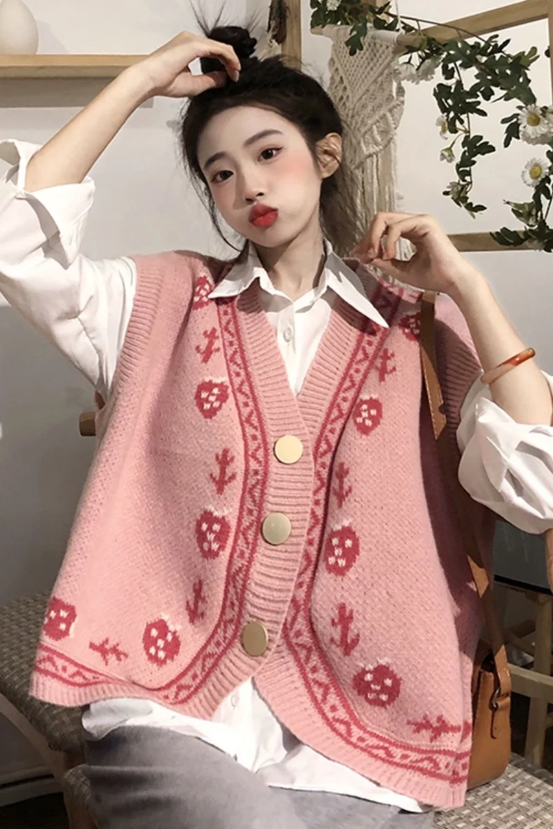 Женский вязаный жилет с V-образным вырезом без рукавов |