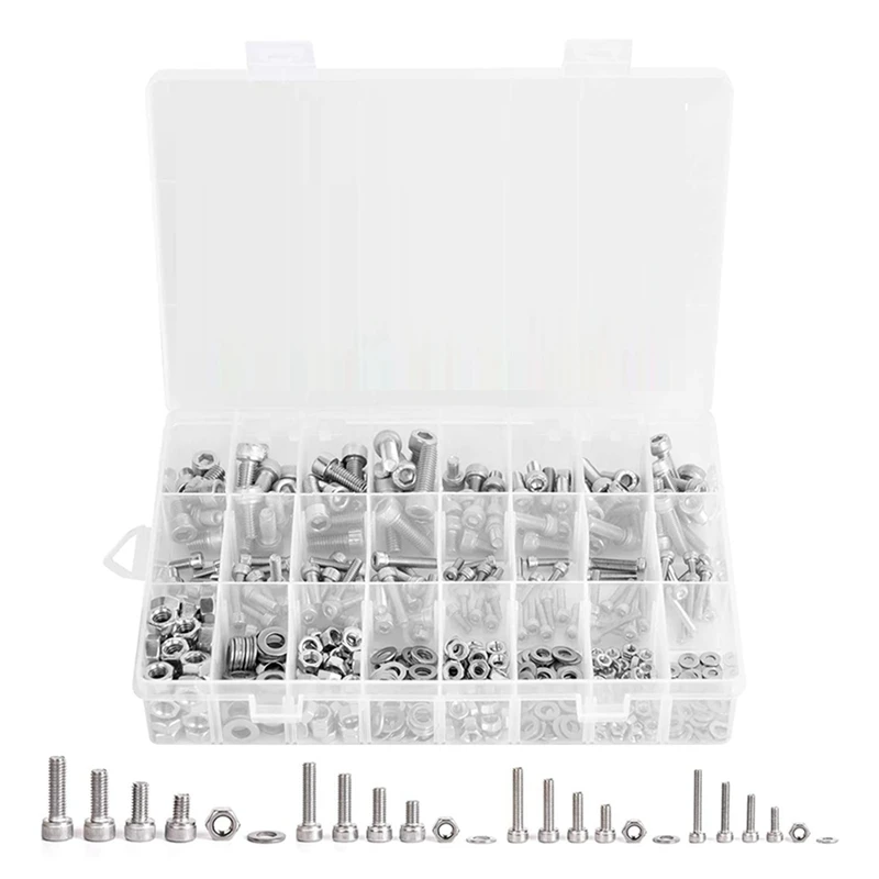 

520 быстрое цилиндрическое шестигранное гнездо из нержавеющей стали, болты M3/M4/M5/M6, гайки, плоские шайбы и гаечные ключи