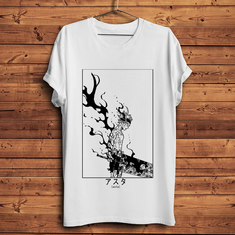 

Японская Футболка-манга-Аста-Смешная аниме-Мужская-лето-новинка-белая-с коротким рукавом-Повседневная-Мужская-футболка