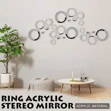 24 шт./компл. 3D DIY круги настенное Стикеры зеркал для домашнего оформления интерьера стены Стикеры s для ТВ фон домашний Декор акриловый Декор стены искусства