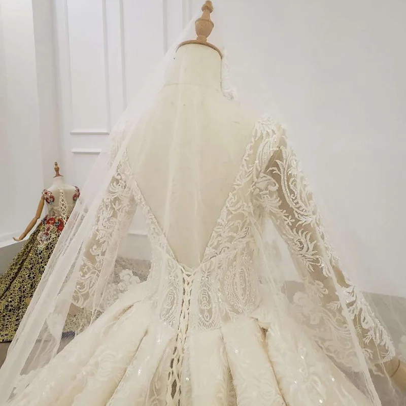 

Wedding dresses BLG1197 new applique long sleeve ball gown wedding dress