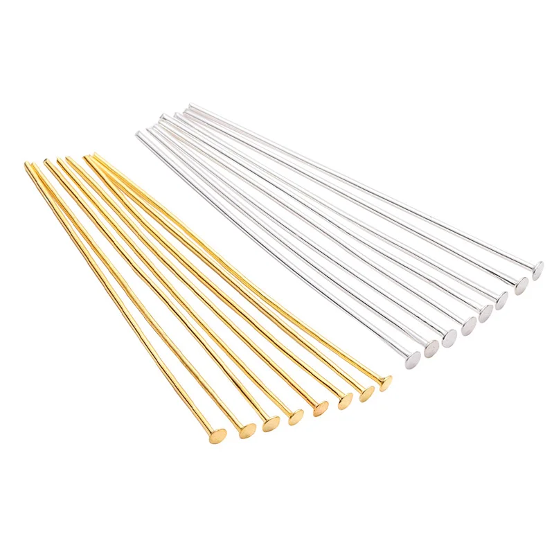 

200Pcs/Lot Flat Head Pins 15/20/30/40/50mm DIY Earring Findings Supplies Jewelry Making Accessories Gold Silver Color
