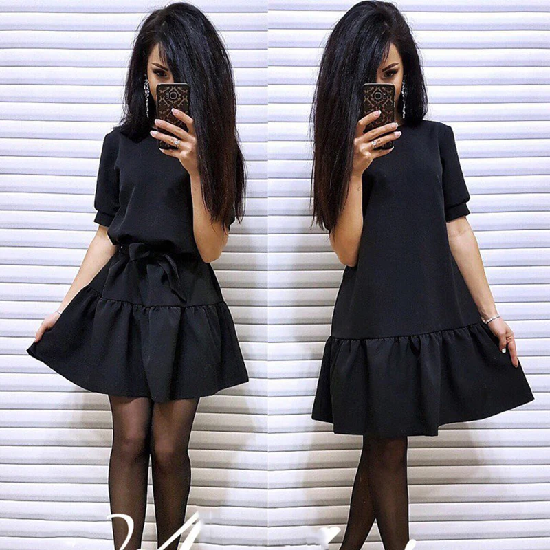 Женское винтажное вечернее платье с коротким рукавом и круглым вырезом