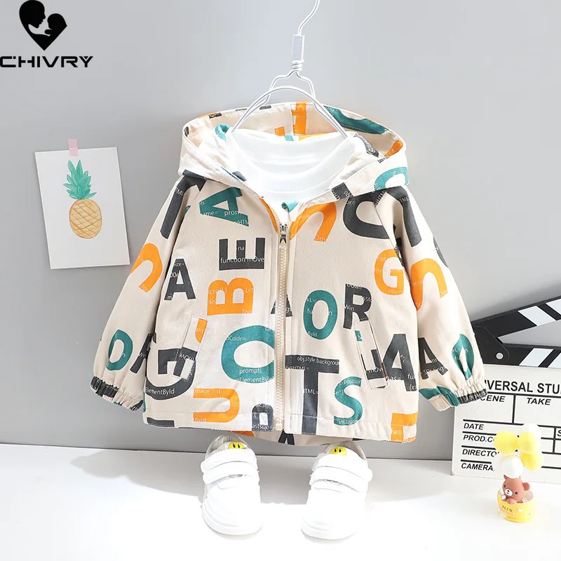 Nuevo 2021 Oto&ntilde;o de las muchachas del beb&eacute; abrigo ni&ntilde;os chaqueta ni&ntilde;os prendas de vestir exteriores con capucha moda letra linda de la historieta impresi&oacute;n cremallera chaquetas ropa-1