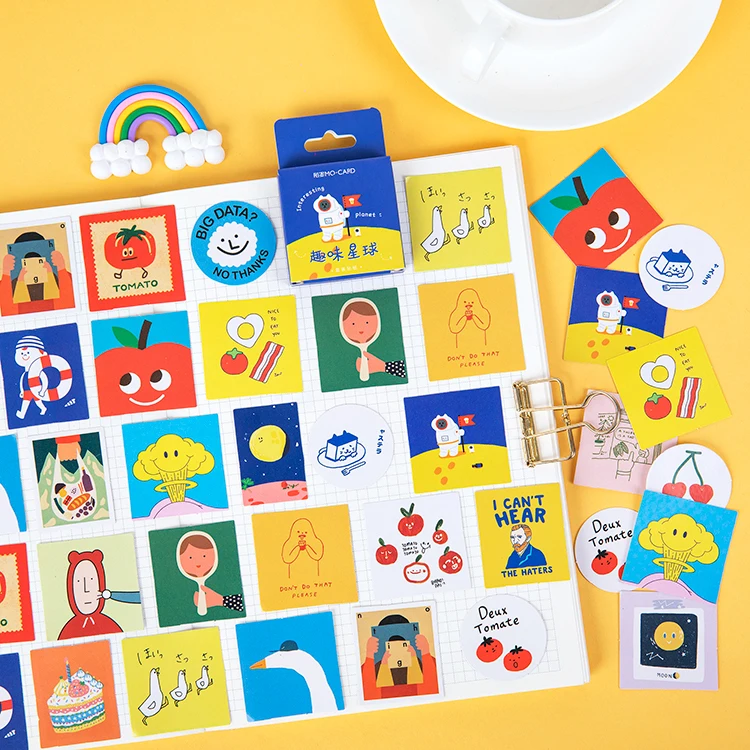 

Imagine Planet Sticky Stickers Color Paper DIY Decoracion Scrapbooking Office School Supplies Sticker Flakes 46PCS