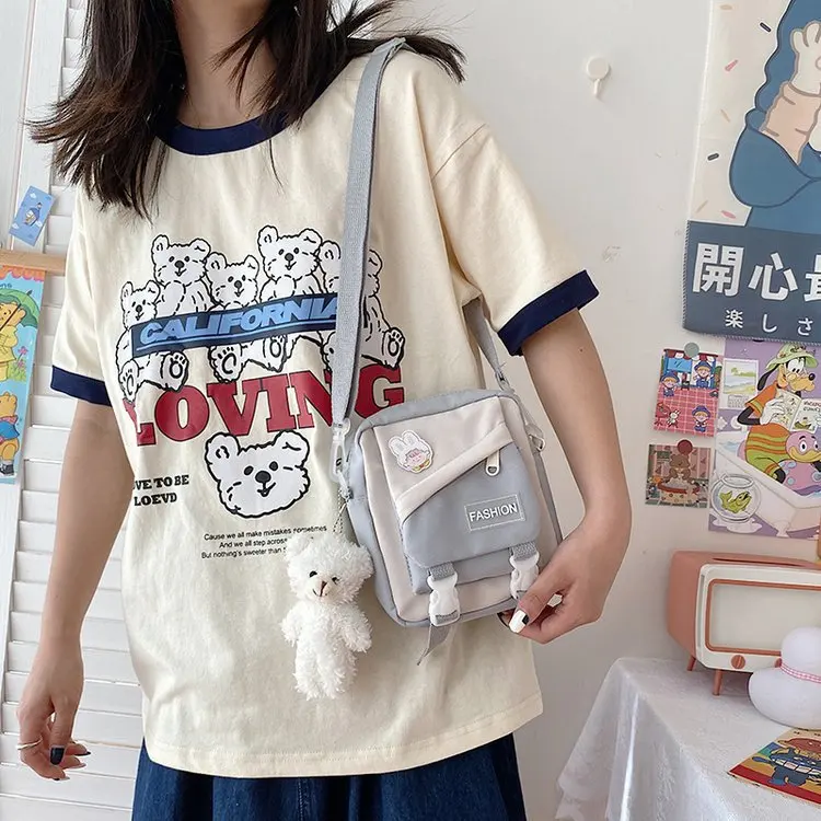 

Fashion Nylon Simple Handbag Women New Style Ins Messenger Bag Cute Student Diagonal Small Square Mobile Phone Bag