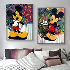 Картина на холсте Disney, рисунок с Микки Маусом и уткой, искусство на стену, для гостиной, домашний декор