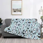 Одеяло с милым рисунком пингвина, тонкое стеганое одеяло, стеганое одеяло, покрывало для кровати, клетчатое зимнее стеганое одеяло, одеяло для младенцев