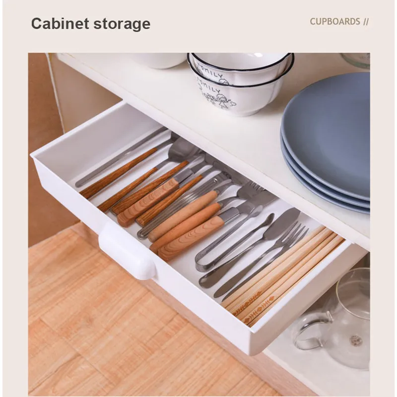 

Self-Adhesive Under Desk Drawer Storage Box Makeup Organizer Self Stick School Stationery Case Pencil Tray Pen Holder