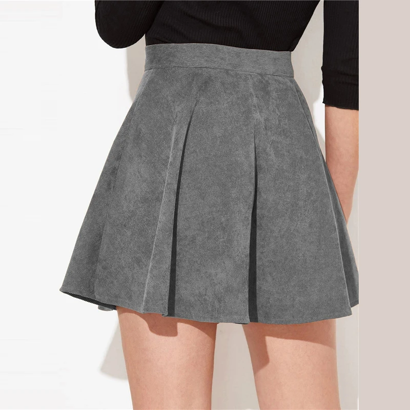 Dotfashion, однотонная, на пуговицах, расклешенная юбка, женская,, опрятная, летняя, повседневная, весенняя, Дамская мода, средняя талия, короткая, скейтерская юбка