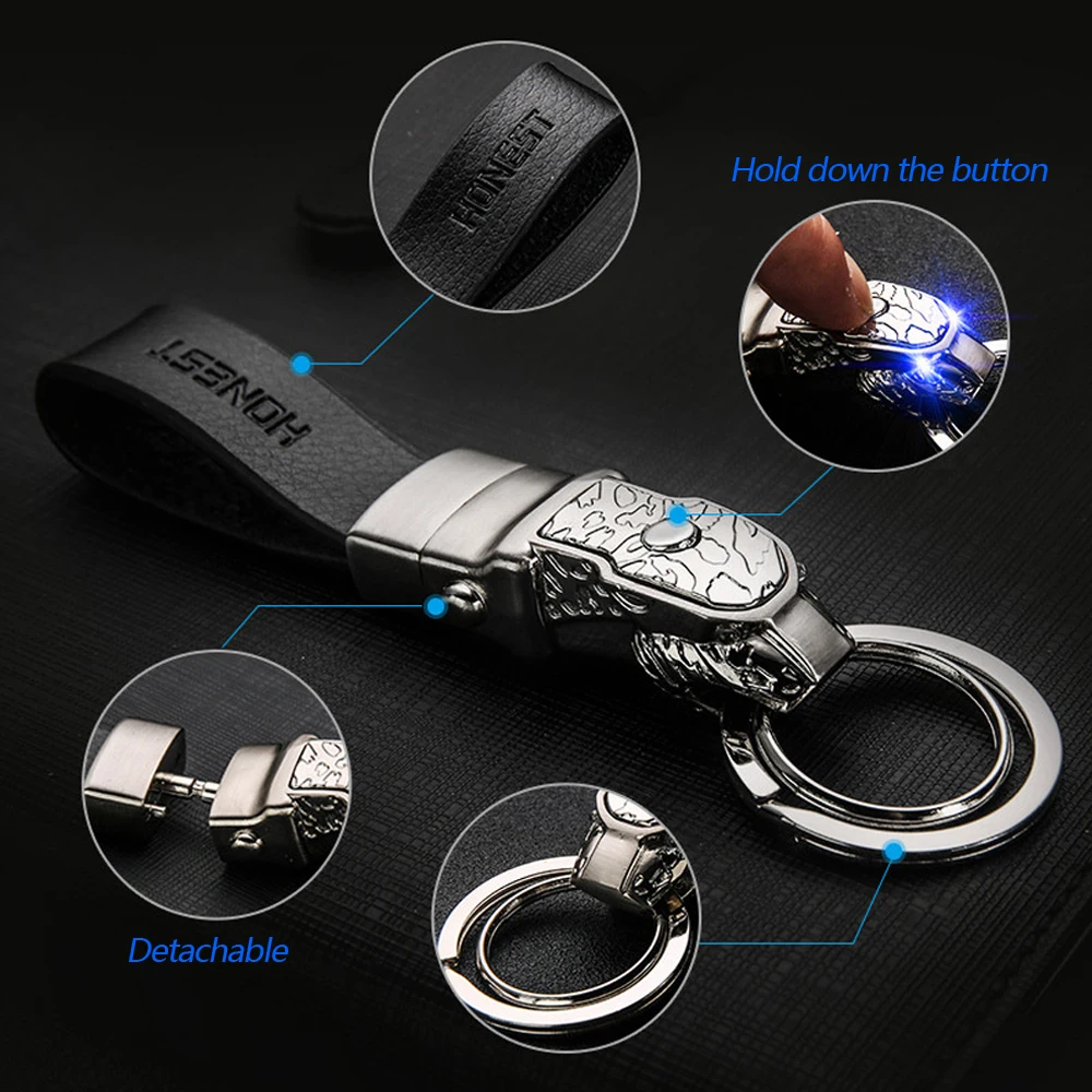 Автомобильный Леопардовый кожаный брелок светодиодный светильник для