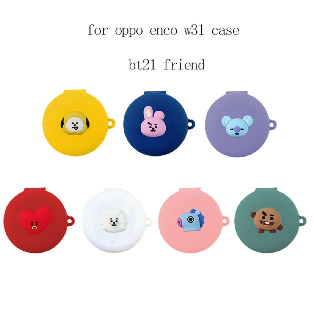 3D мультфильм для oppo enco w31 чехол Аксессуары наушников bt21 аниме наушники funda милый