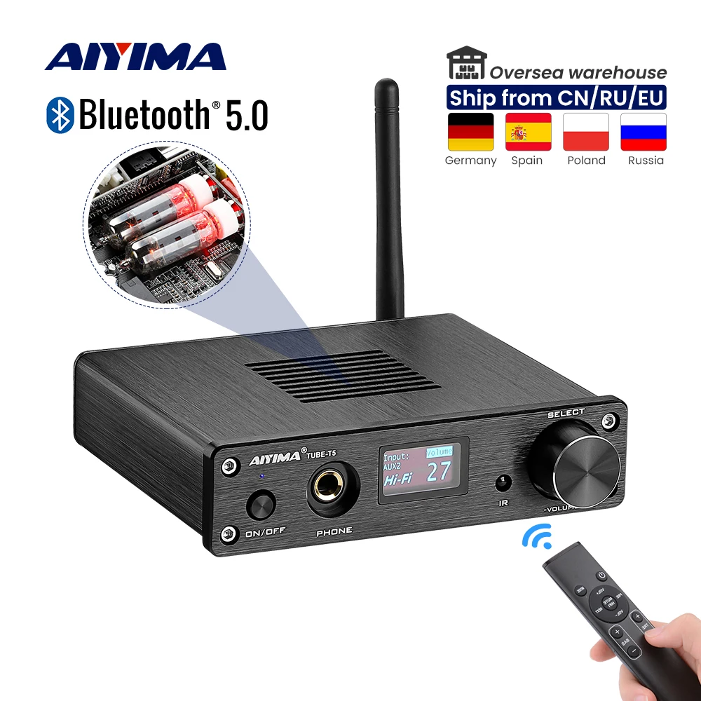 AIYIMA HiFi Bluetooth 6K4 ламповый проектор USB DAC декодер Настольный усилитель для наушников