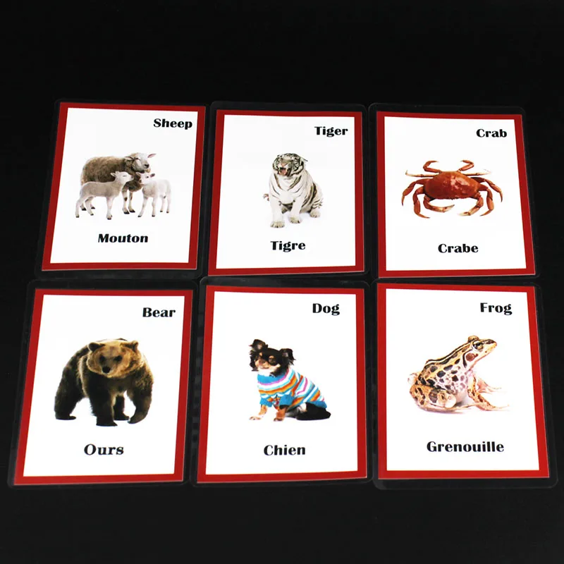 Детская головоломка Монтессори с французскими/английскими животными обучающая