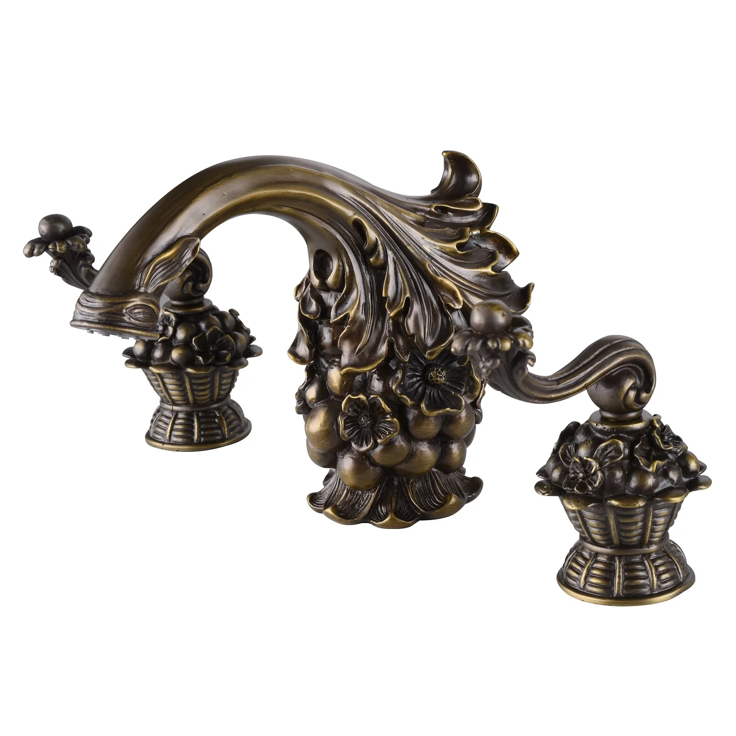 

8-16 дюймов, 2 ручки, 3 отверстия, большая площадь, смеситель для раковины в ванную комнату, античная латунь, подходящий металлический выдвижно...