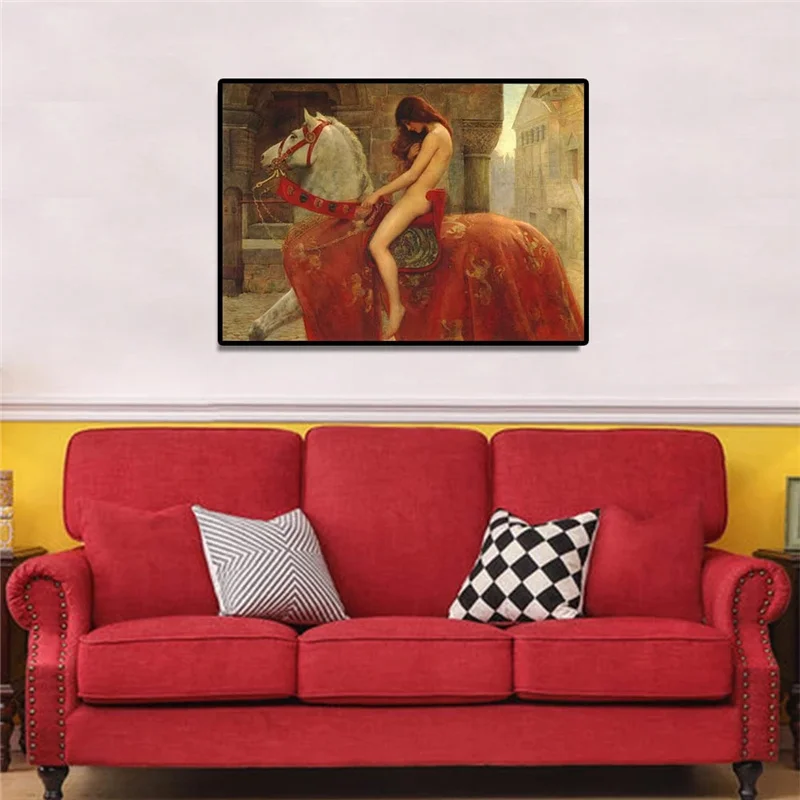 

Lady Godiva By John Collier Nude Woman Canvas Famous Painting Posters Prints Wall Art Picture for Living Room Home Decor Cuadros