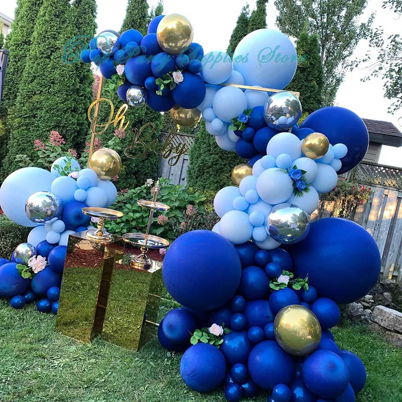 167 шт. LBalloons комплект гирлянды пастельный темно мака синие золотые серебряные