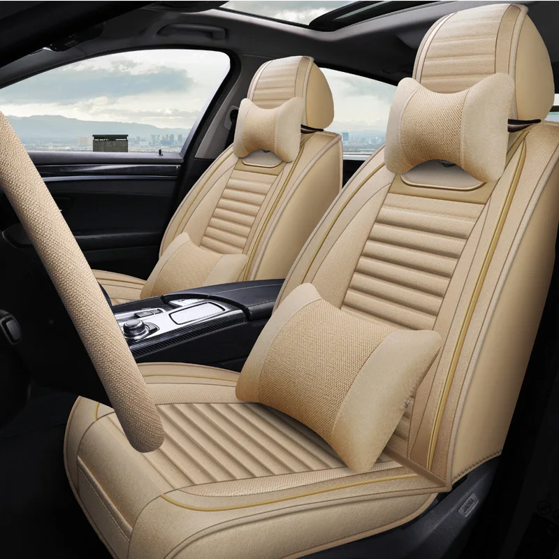 (Переднее и заднее) 5 сидений льняной чехол на автомобильное сиденье для Mazda 3 6 CX-5