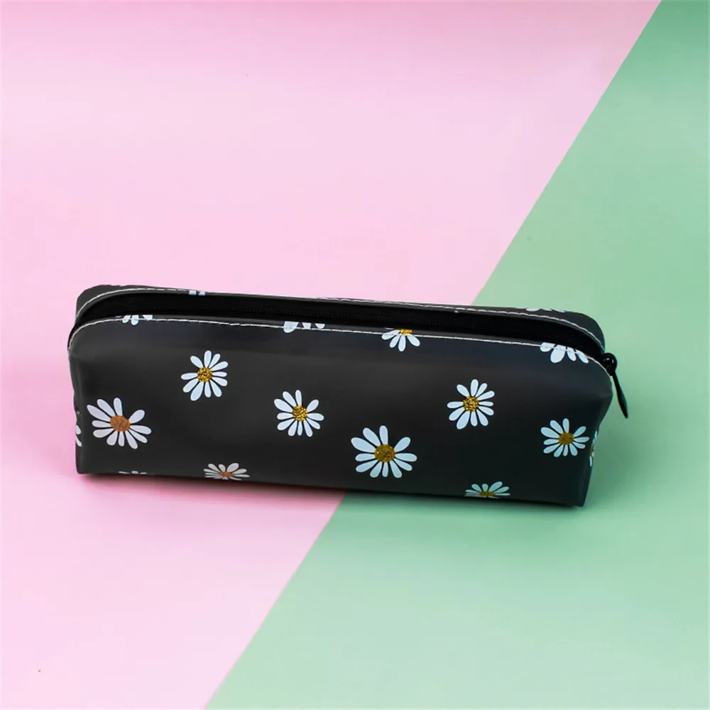 

1Pc Daisy Large Capacity Clear Pencil Case Pen Holder Simple Transparent Cosmetics Bag Pen Bag Student School Office Suplies