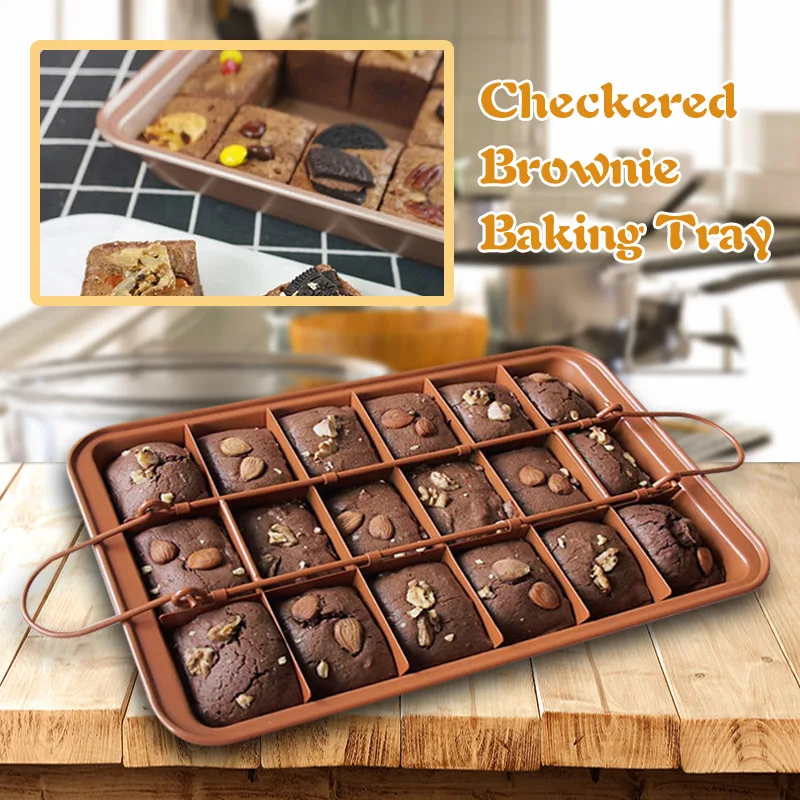 

Brownie Pan Non Stick Cake Baking Pans with Dividers 18 Pre-slice Brownie Baking Tray Bakeware @LS