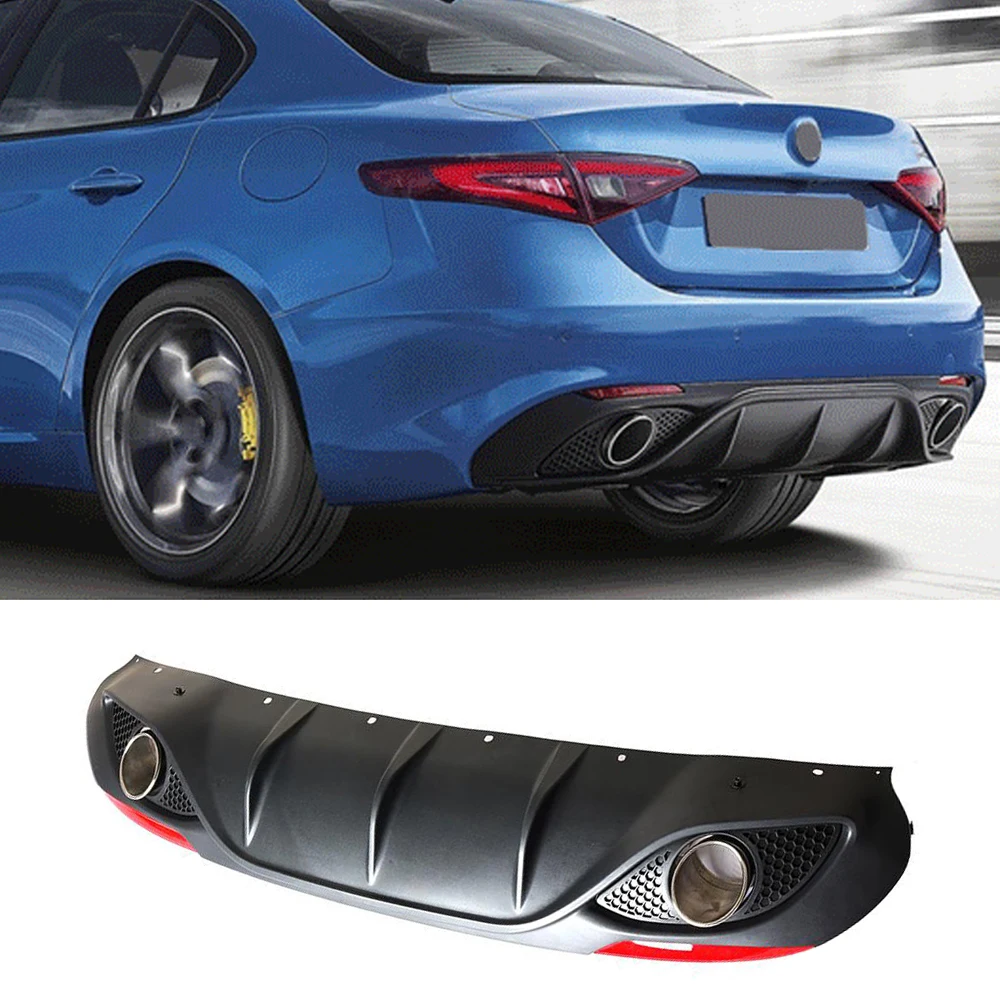 Автомобильная задняя панель из черного полипропилена с выхлопом для Alfa Romeo Giulia