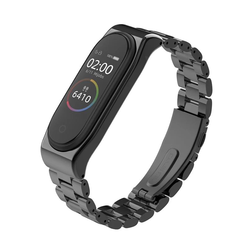 Mi band 4 ремешок металлический браслет для Xiaomi mi Band 4 3 ремешок Безвинтовой из нержавеющей стали mi Band 3 наручные смарт-браслеты аксессуары - Цвет: Classical Black