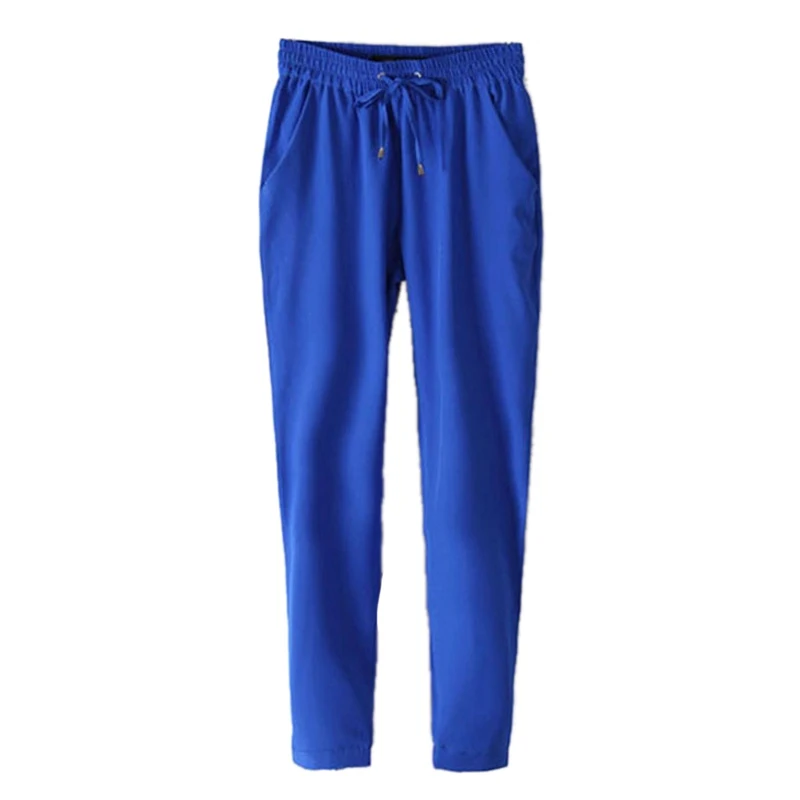 

New 2019 Women Casual Loose Pants Solid Elastic Waist Chiffon Pants Spring Summer Stretch Female Trousers Clothing