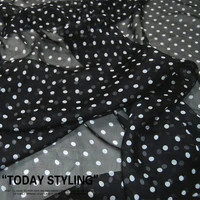 silk chiffon fabric dress large wide black and white dots polka dot real clothing shirt dress cloth diy sewing tissue