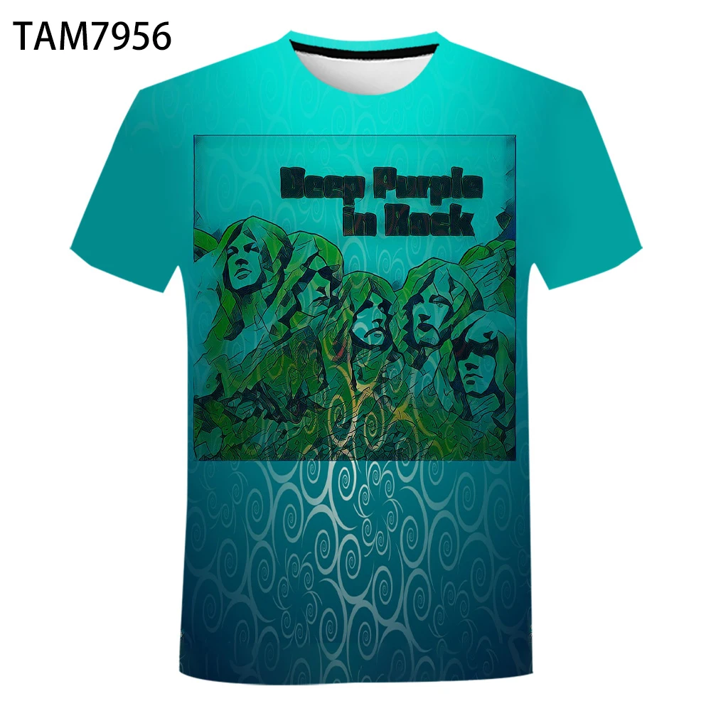 Темно-фиолетовая летняя Новинка 2021 молодежная английская футболка рок-группы с 3D