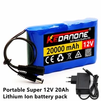 new portable super 12v 20000mah battery rechargeable lithium ion battery pack capacity dc 12 6v 20ah cctv cam monitor charger