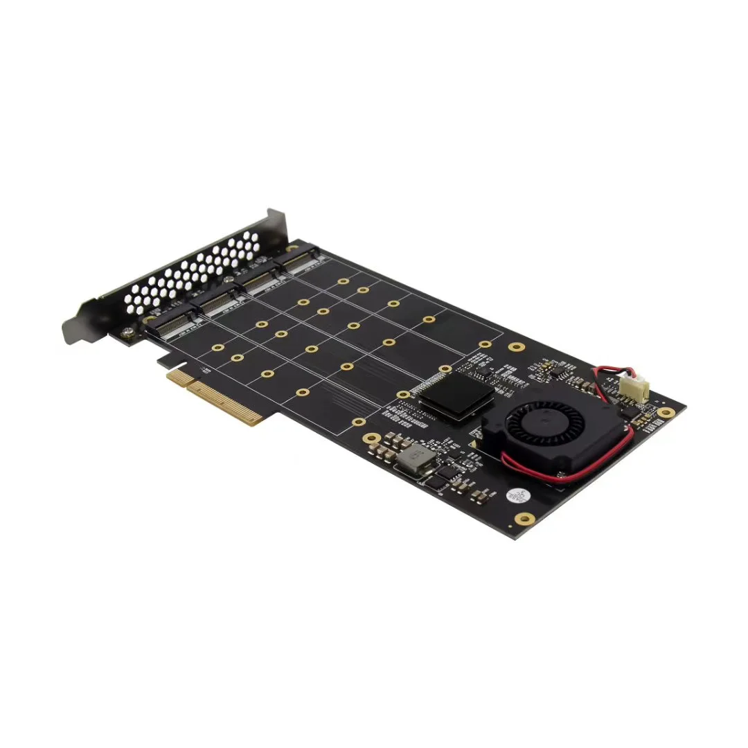 Verkaufen PCIe 3,0 X4 PLX8724 Zu 4 Port M.2 NVMe SSD Adapter Expansion Karte Quad Mkey Nvme Zu Pci-E Konverter Für PC 32G/bps Win10 Linux