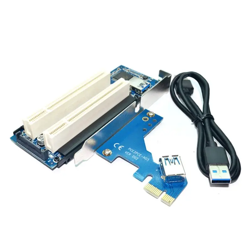 

PCI-E Express X1 to Dual PCI Riser Extend Adapter Card with USB Cable for WIN2000/XP/Vista/Win7/Win8/LINUX Add Card