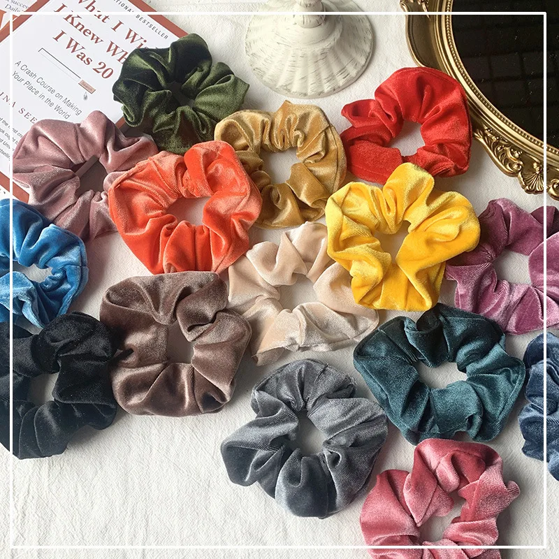 

Ruoshui 42 Colors Woman Winter Velvet Scrunchies Solid Rubber Band Women Hair Accessories Ring Rope Headwear Elastic Hairband