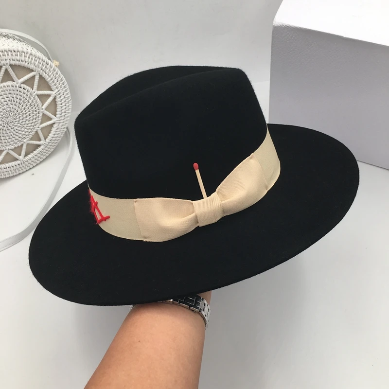Jazz cap retro wide-brim gentleman matches cap  fashion in Europe and the panama match stick hats fedoras for men and women