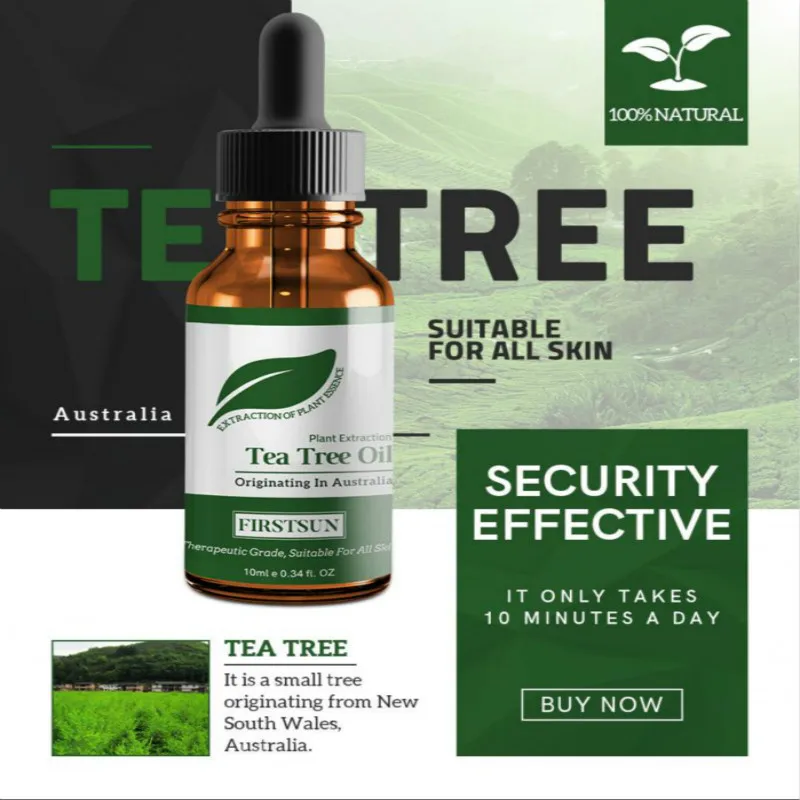 

Natural Tea Tree Essential Oil Anti Fungal Control Fade Acne Shrink Pores Treatment Essential Oil
